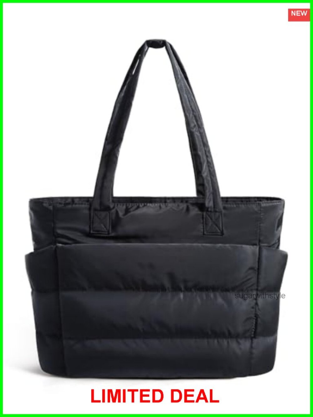 Puffy Tote Bag Lightweight Zipper Work Laptop Travel